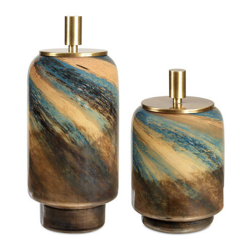 Celestial Tide Containers Set/2 in Brass (52|18188)