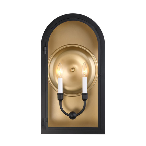 Grotto Two Light Outdoor Wall Lantern in Matte Black with Vintage Gold (51|5-412-331)
