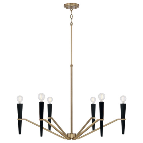 Enzo Six Light Chandelier in Aged Brass and Black (65|453861AB)