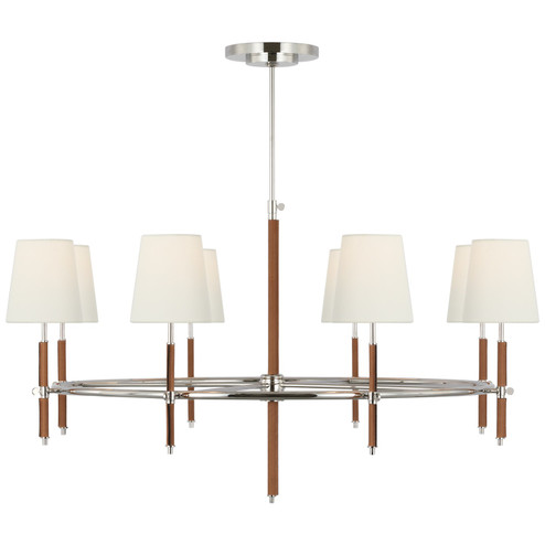 Bryant Wrapped LED Chandelier in Polished Nickel and Natural Leather (268|TOB 5588PN/NAT-NAT)