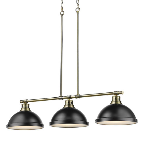 Duncan Three Light Linear Pendant in Aged Brass (62|3602-3LP AB-BLK)
