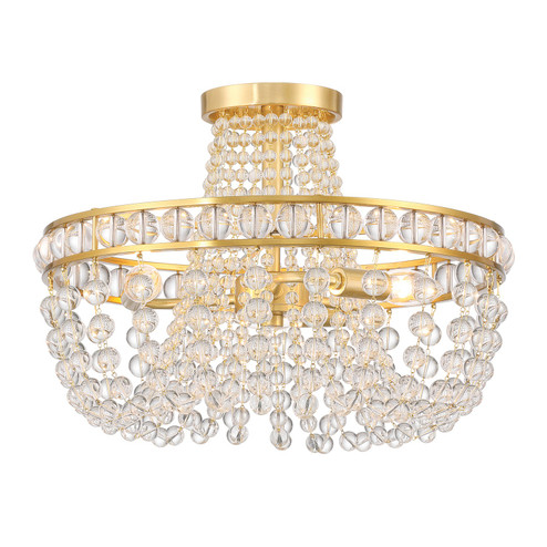 Seville Three Light Semi Flush Mount in Aged Brass (60|SEV-1800-AG)