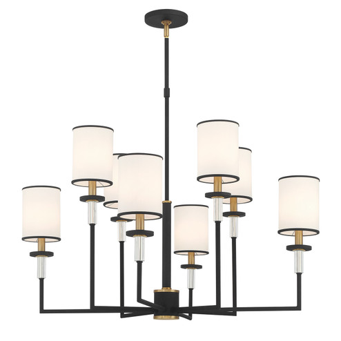 Hatfield Eight Light Chandelier in Black Forged + Vibrant Gold (60|HAT-478-BF-VG)