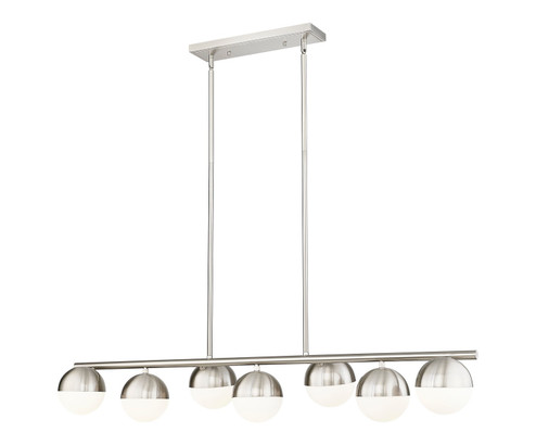 Realm Sphere Seven Light Linear Chandelier in Brushed Nickel (224|7517-7L-BN)
