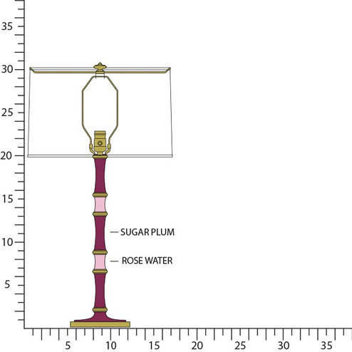 Kane One Light Table Lamp in Sugar Plum/Rose Water w/Modern Brass (165|SM71RW)