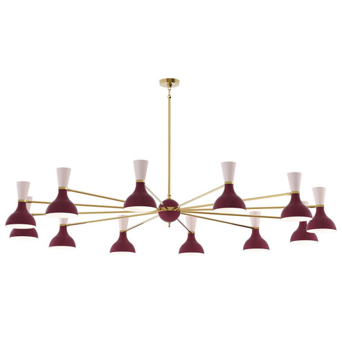 Clare 12 Light Chandelier in Modern Brass w/Sugar Plum, Rose Water Painted (165|SM12RW)
