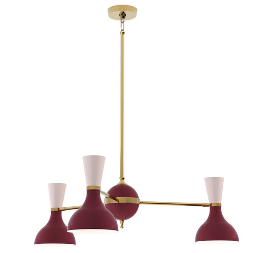 Clare Three Light Chandelier in Modern Brass w/Sugar Plum/Rose Water Painted Shades (165|SM03RW)