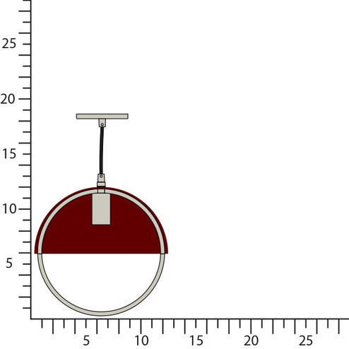 Mavisten Edition Copernica One Light Pendant in Pewter w/Oxblood Painted Metal Shade (165|P602OX)