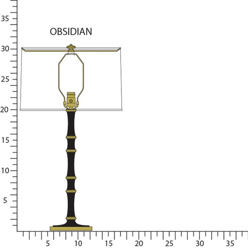 Kane One Light Table Lamp in Obsidian w/Modern Brass (165|OS71)