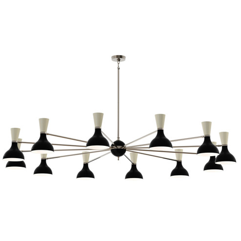Clare 12 Light Chandelier in Polished Nickel w/Obsidian, Bone Painted (165|OS13BN)