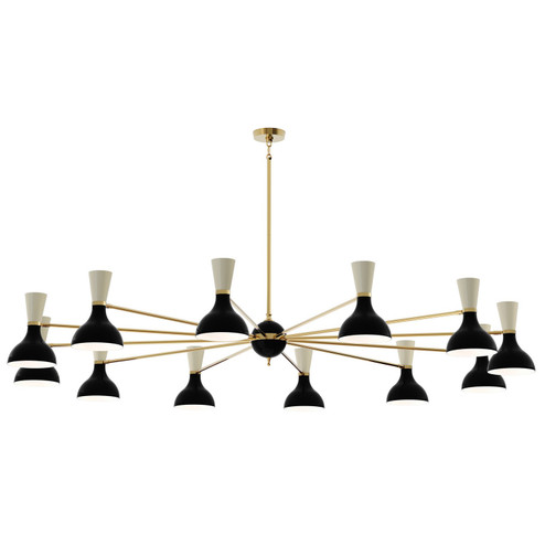 Clare 12 Light Chandelier in Modern Brass w/Obsidian, Bone Painted (165|OS12BN)