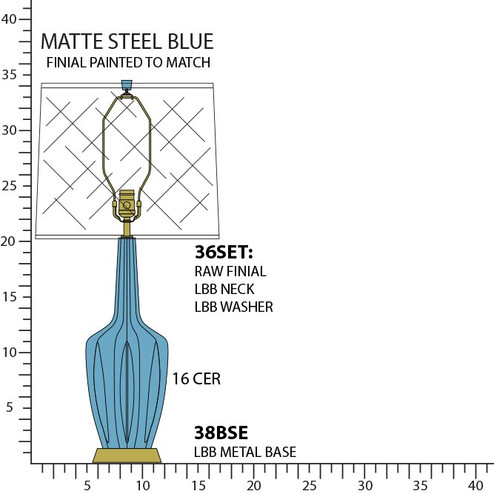 Emma One Light Table Lamp in Matte Steel Blue Glazed Ceramic w/Warm Brass (165|MOB38)