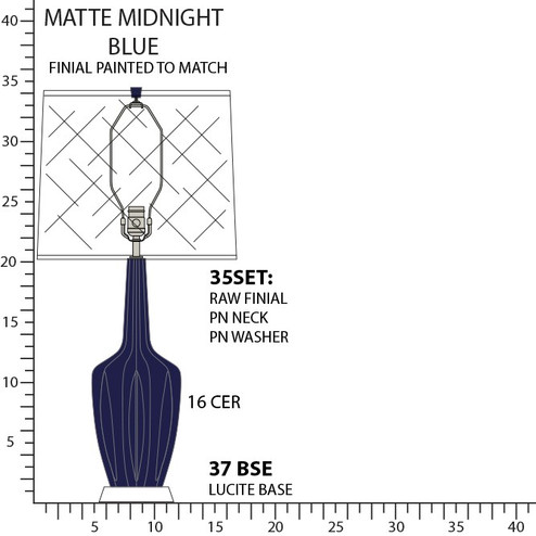 Emma One Light Table Lamp in Matte Midnight Blue Glazed Ceramic w/Polished Nickel (165|MMB37)