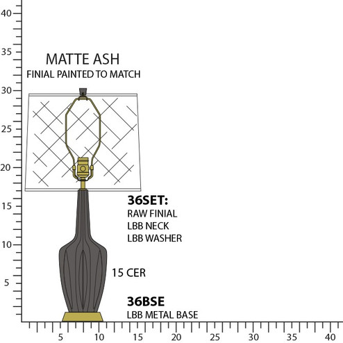 Small Emma One Light Accent Lamp in Matte Ash Glazed Ceramic w/Warm Brass (165|MCR36)