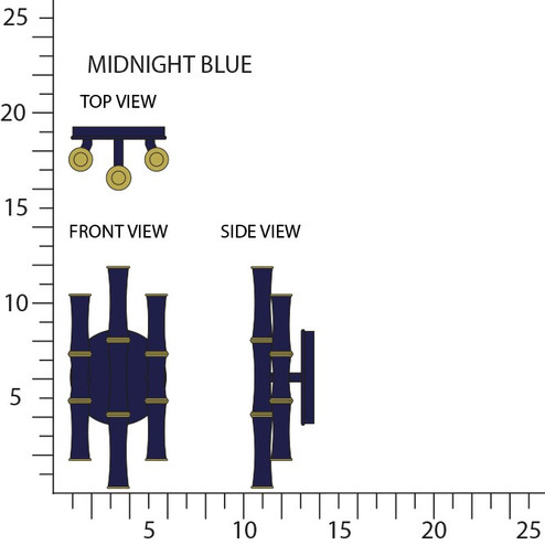 Kane Six Light Wall Sconce in Midnight Blue w/Modern Brass (165|MB75)