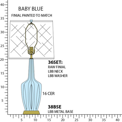 Emma One Light Table Lamp in Baby Blue Glazed Ceramic w/Warm Brass (165|BB38)