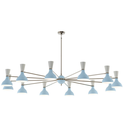 Clare 12 Light Chandelier in Polished Nickel w/Baby Blue, Lily Painted (165|BB13LY)