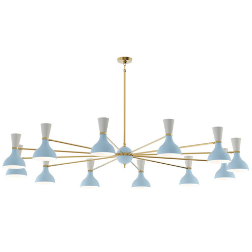 Clare 12 Light Chandelier in Modern Brass w/Baby Blue, Lily Painted (165|BB12LY)