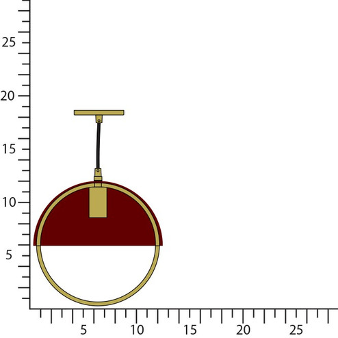 Mavisten Edition Copernica One Light Pendant in Lacquered Burnished Brass w/Oxblood Painted (165|602OX)