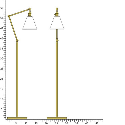 Alloy One Light Floor Lamp in Warm Brass, Cased White w/Polished (165|2422G)