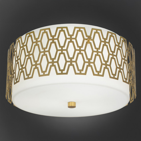Marcel Three Light Flushmount in Modern Brass w/Frosted Cased White Glass Shade (165|203)