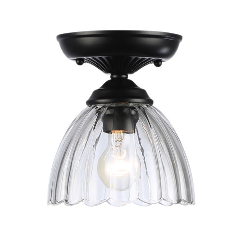 Audra One Light Semi-Flush Mount in Matte Black (62|6952-SF7 BLK-CLR)