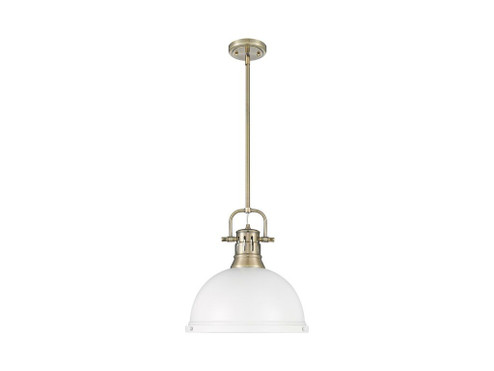 Duncan One Light Pendant in Aged Brass (62|3604-L AB-WHT)
