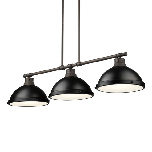 Duncan Three Light Linear Pendant in Rubbed Bronze (62|3602-3LP RBZ-BLK)