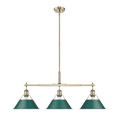 Orwell Three Light Linear Pendant in Aged Brass (62|3306-LP AB-GN)