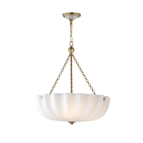Bundt Three LIght Pendant / Semi-Flush Mount in White/Natural Aged Brass (16|22653WTNAB)