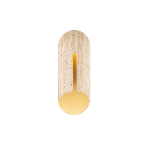 Clog LED Outdoor Wall Sconce in Beige Travertine/Aged Brass (281|WS-W10522-30-WV/AB)