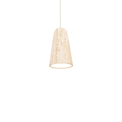 Pompeii LED Mini Pendant in Beige Travertine/Aged Brass (281|PD-4510-40-WV/AB)