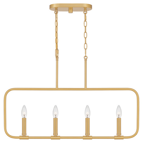 Abner Four Light Linear Chandelier in Aged Brass (10|ABR432AB)