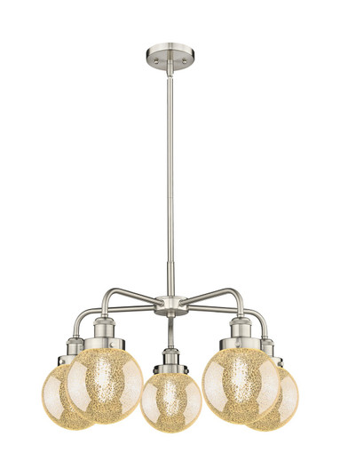 Ballston Urban Five Light Chandelier in Satin Nickel (405|916-5CR-SN-G208-6)