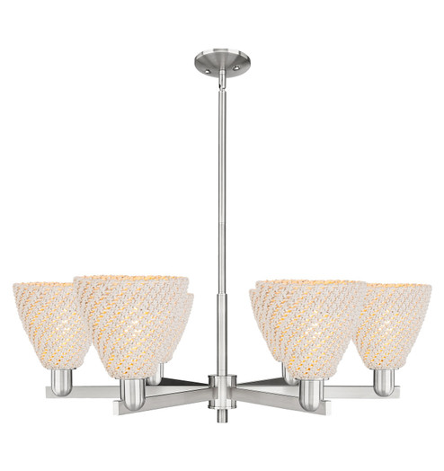 Arcadia Six Light Chandelier in Satin Nickel (405|716-6CR-SN-NBD-75-NAT)