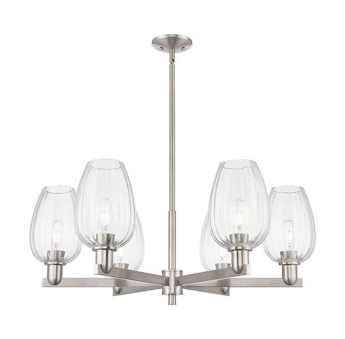 Arcadia Six Light Chandelier in Satin Nickel (405|716-6CR-SN-G457-6CL)