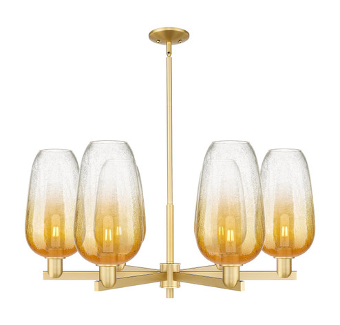 Arcadia Six Light Chandelier in Satin Gold (405|716-6CR-SG-G484-7AM)
