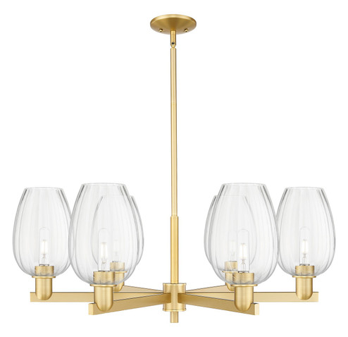 Arcadia Six Light Chandelier in Satin Gold (405|716-6CR-SG-G457-6CL)