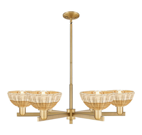 Arcadia Six Light Chandelier in Brushed Brass (405|716-6CR-BB-NBD2-75-NAT)