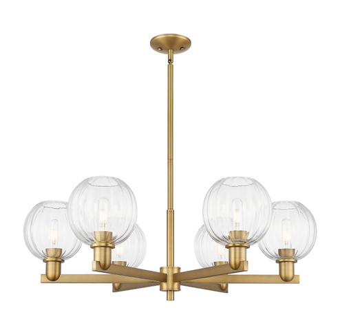 Arcadia Six Light Chandelier in Brushed Brass (405|716-6CR-BB-G458-7CL)