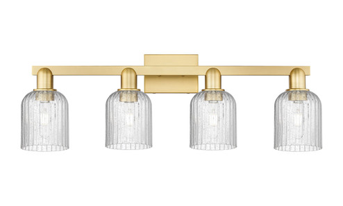 Arcadia Four Light Bath Vanity in Satin Gold (405|716-4W-SG-G559-5SDY)