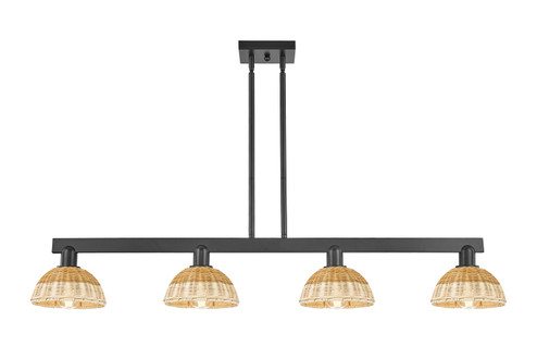 Arcadia Four Light Island Pendant in Matte Black (405|716-4I-BK-NBD2-75-NAT)
