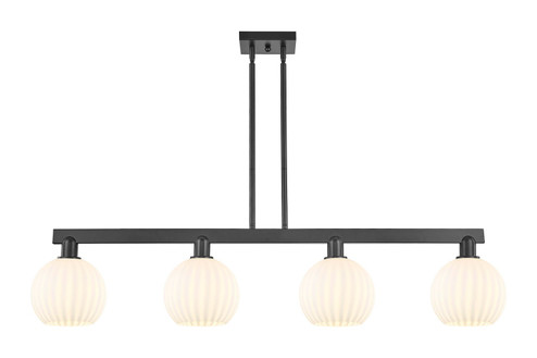 Arcadia Four Light Island Pendant in Matte Black (405|716-4I-BK-G1217-8WV)