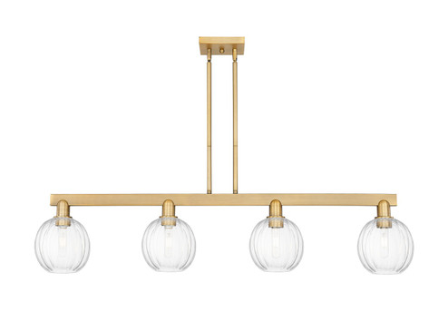 Arcadia Four Light Island Pendant in Brushed Brass (405|716-4I-BB-G458-7CL)