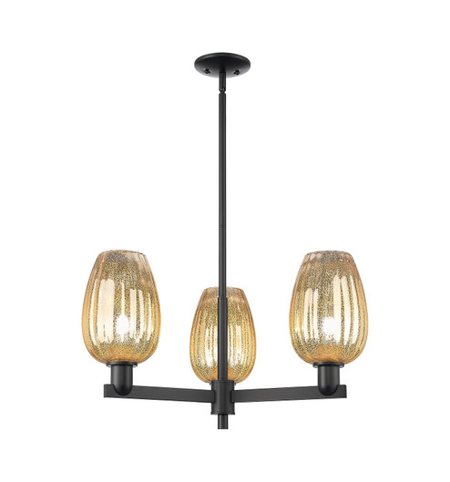 Arcadia Three Light Pendant in Matte Black (405|716-3CR-BK-G457-6ME)