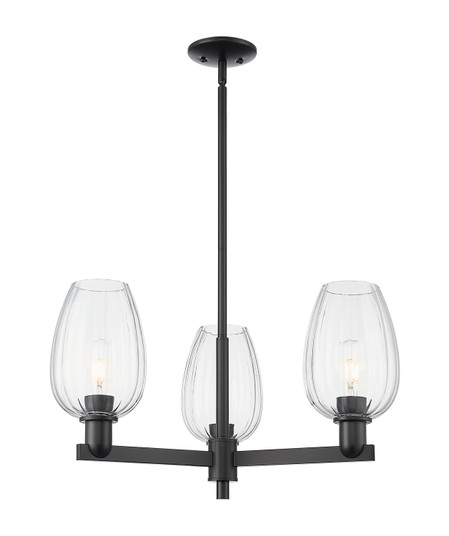 Arcadia Three Light Flush Mount in Matte Black (405|716-3CR-BK-G457-6CL)