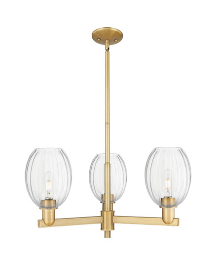Arcadia Three Light Flush Mount in Brushed Brass (405|716-3CR-BB-G459-6CL)