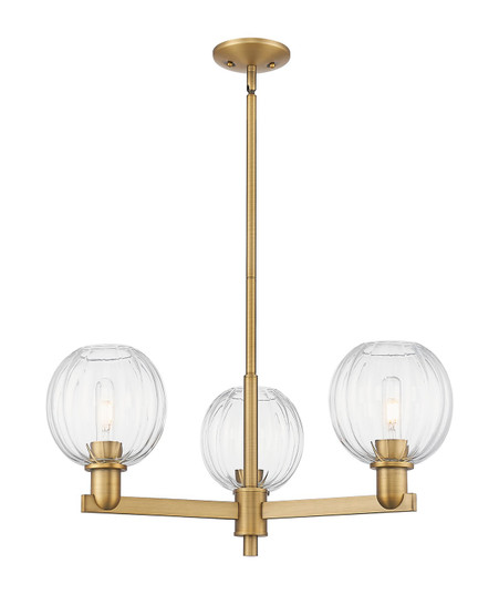 Arcadia Three Light Flush Mount in Brushed Brass (405|716-3CR-BB-G458-7CL) Arcadia Three Light Flush Mount in Brushed Brass (405|716-3CR-BB-G458-7CL)