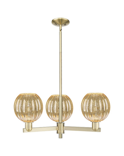 Arcadia Three Light Pendant in Antique Brass (405|716-3CR-AB-G458-7ME)