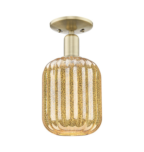 Arcadia One Light Semi-Flush Mount in Antique Brass (405|716-1C-AB-G460-7ME)